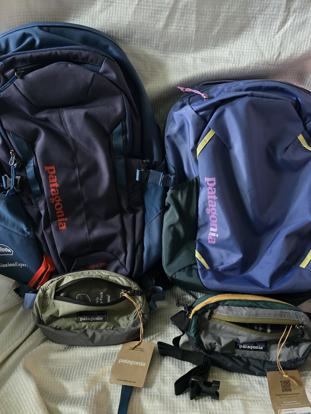 Patagonia Atom 24L + Refugio 28L + 2 Mini Terravia Hip Packs Bundle